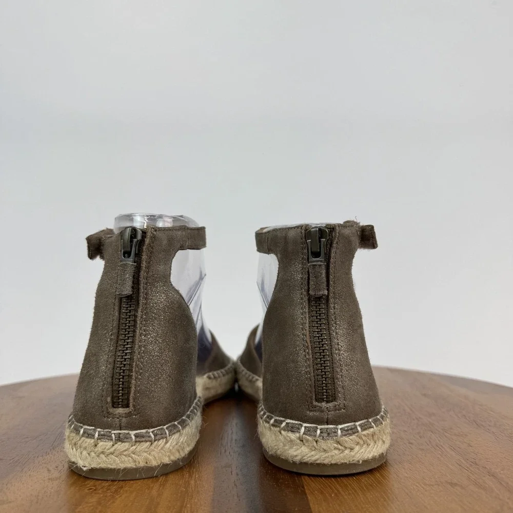 Womens Eileen Fisher Lala Tumbled Metallic Leather Espadrille Sandals‎ Size 8 M